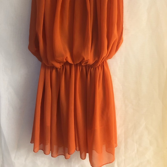 Orange Ruched Mini Dress - Picture 2 of 4